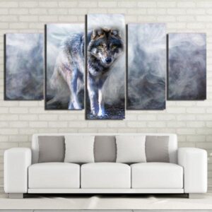 Wolf Of Smokey Mountain - Animal 5 Panel Canvas Art Wall Decor