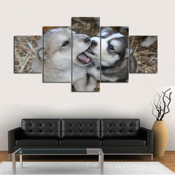 Wolf Pups - Animal 5 Panel Canvas Art Wall Decor Wolf Pups - Animal 5 Panel Canvas Art Wall Decor