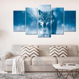 Wolf Winter Forest Wild Life - Animal 5 Panel Canvas Art Wall Decor