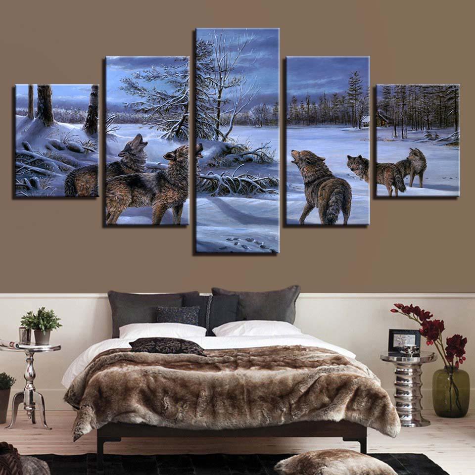 Wolfs 19 - Animal 5 Panel Canvas Art Wall Decor Wolfs 19 - Animal 5 Panel Canvas Art Wall Decor
