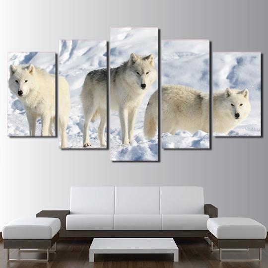 Wolves In The Arctic - Animal 5 Panel Canvas Art Wall Decor Wolves In The Arctic - Animal 5 Panel Canvas Art Wall Decor