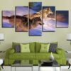 Wolves Running Through The Snow - Animal 5 Panel Canvas Art Wall Decor