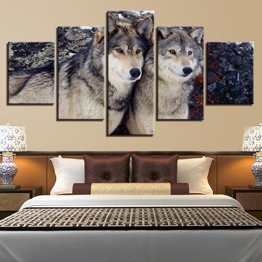 Wolves - Animal 5 Panel Canvas Art Wall Decor Wolves - Animal 5 Panel Canvas Art Wall Decor