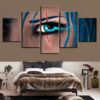 Woman Blue Eyes - Abstract 5 Panel Canvas Art Wall Decor