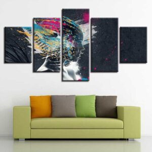 Woman Graffiti - Abstract 5 Panel Canvas Art Wall Decor