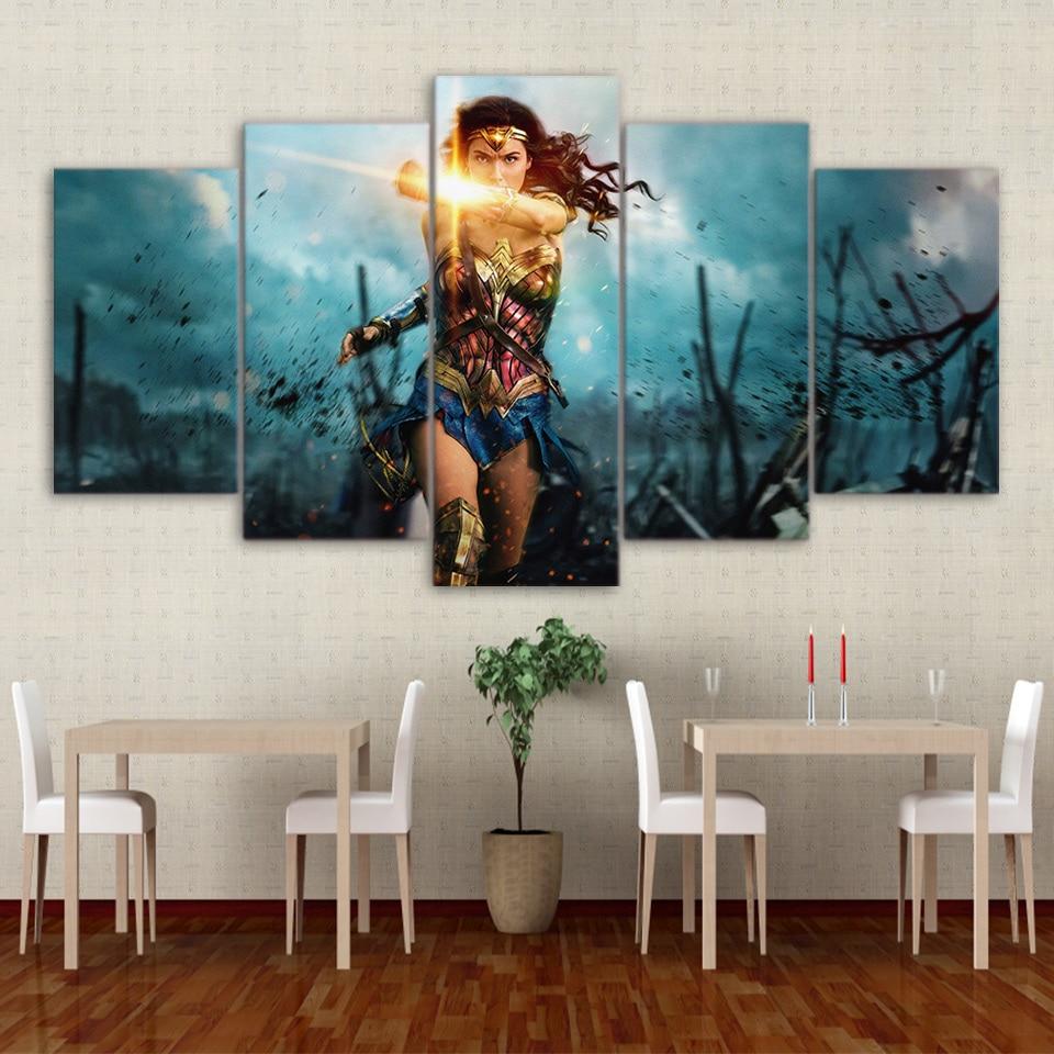 Wonder Woman Powerfull - Movie 5 Panel Canvas Art Wall Decor Wonder Woman Powerfull - Movie 5 Panel Canvas Art Wall Decor