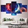 Wonderful Earth And Meteor - Space 5 Panel Canvas Art Wall Decor