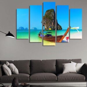 Wooden Boat - Space 5 Panel Canvas Art Wall Decor