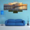 Wooden Bridge Laying To The Sea At Sunset - Nature 5 Panel Canvas Art Wall Decor