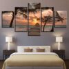 Wooden Bridge On The Beach - Space 5 Panel Canvas Art Wall Decor