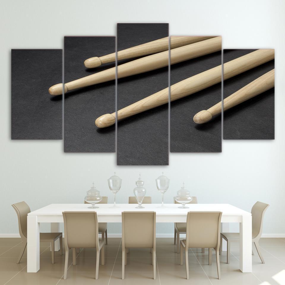 Wooden Drum Sticks Cuadros - Music 5 Panel Canvas Art Wall Decor Wooden Drum Sticks Cuadros - Music 5 Panel Canvas Art Wall Decor