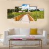 Wooden Path In Nature Park - Nature 5 Panel Canvas Art Wall Decor