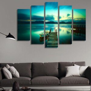 Wooden Pier - Space 5 Panel Canvas Art Wall Decor