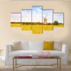 Wooden Windmill With Field In Minsk Region - Nature 5 Panel Canvas Art Wall Decor