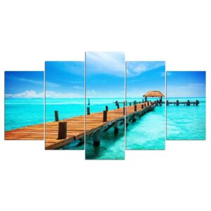 Wooden bridge - Space 5 Panel Canvas Art Wall Decor
