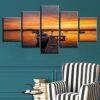 Woods Bridge And Ship Lake Sunset - Space 5 Panel Canvas Art Wall Decor