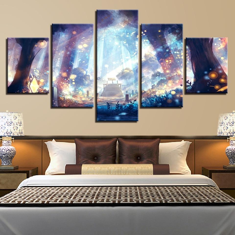 Woods Bridge Sunshine - Nature 5 Panel Canvas Art Wall Decor Woods Bridge Sunshine - Nature 5 Panel Canvas Art Wall Decor