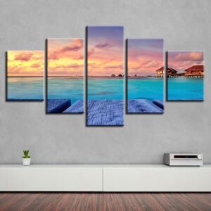 Woods House Bridge - Nature 5 Panel Canvas Art Wall Decor