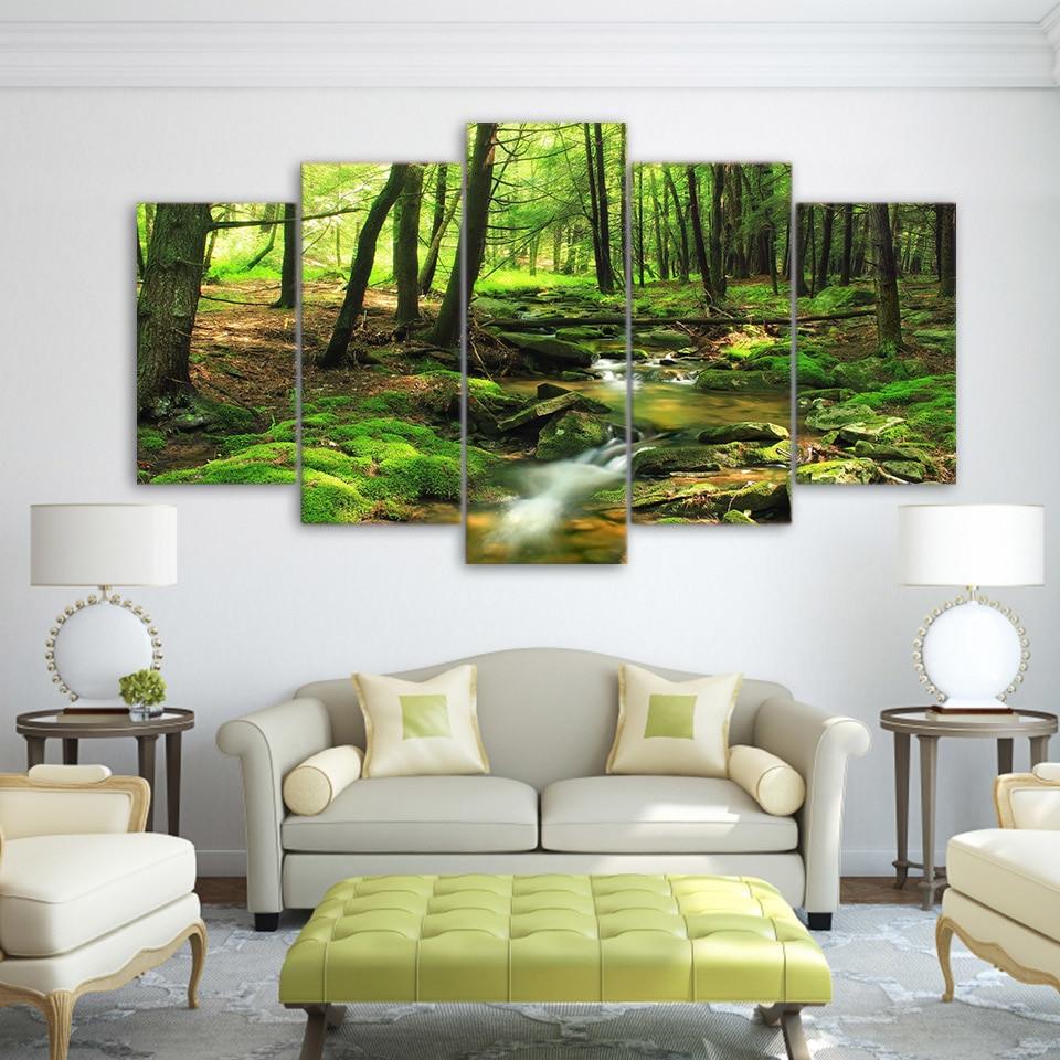 Woods natural water - Nature 5 Panel Canvas Art Wall Decor Woods natural water - Nature 5 Panel Canvas Art Wall Decor