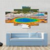 World Famous Grand Prismatic Spring In Yellowstone National Park - Nature 5 Panel Canvas Art Wall Decor