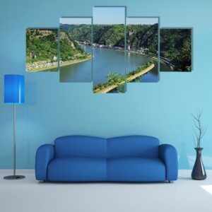 World Heritage Middle Rhine Valley At The Loreley - Nature 5 Panel Canvas Art Wall Decor