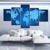 World Map 19 - Abstract 5 Panel Canvas Art Wall Decor
