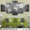 World Map Currency Money - Abstract 5 Panel Canvas Art Wall Decor