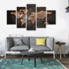 World Map Golden - Abstract 5 Panel Canvas Art Wall Decor
