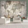 World Map Light Overlay 02 - World Map 5 Panel Canvas Art Wall Decor