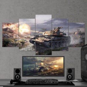 World Of Tank 01 - Gaming 5 Panel Canvas Art Wall Decor