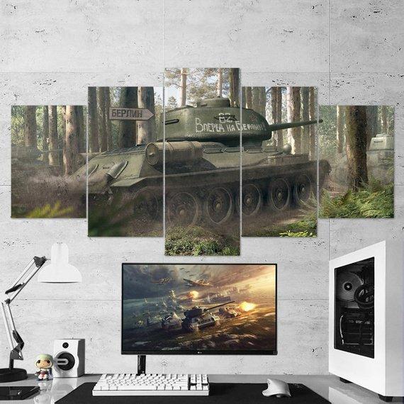 World Of Tanks Forward To Berlin - Gaming 5 Panel Canvas Art Wall Decor World Of Tanks Forward To Berlin - Gaming 5 Panel Canvas Art Wall Decor