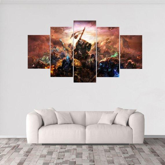World Of Warcraft 5 - Gaming 5 Panel Canvas Art Wall Decor World Of Warcraft 5 - Gaming 5 Panel Canvas Art Wall Decor