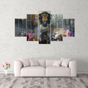 World Of Warcraft Alliance 1 - Gaming 5 Panel Canvas Art Wall Decor