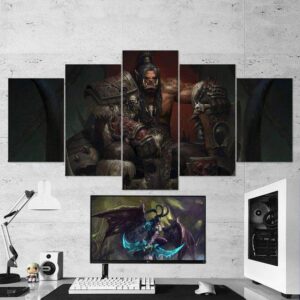 World Of Warcraft Grommash Hellscream 01 - Gaming 5 Panel Canvas Art Wall Decor