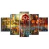 World Of Warcraft Modern Home - Cartoon 5 Panel Canvas Art Wall Decor
