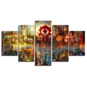 World Of Warcraft Modern Home - Cartoon 5 Panel Canvas Art Wall Decor