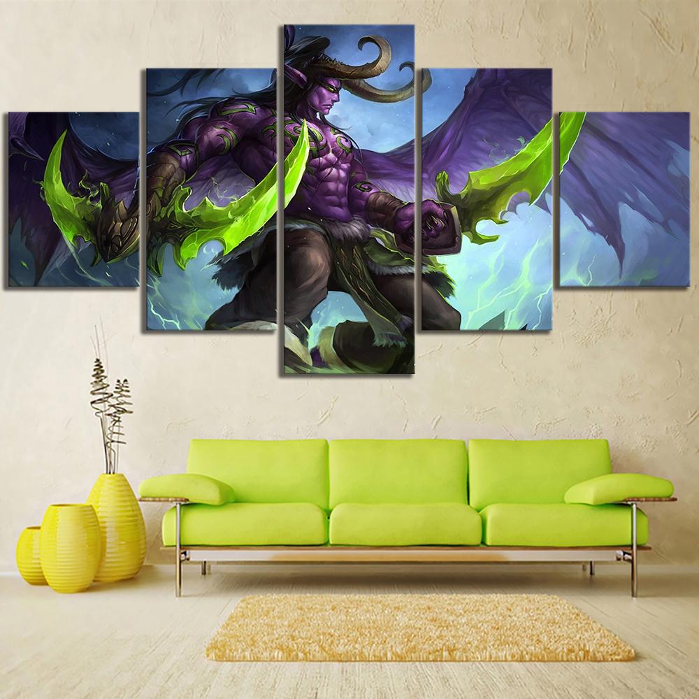 World Of Warcraft Video Game Illidan Stormrage - Gaming 5 Panel Canvas Art Wall Decor World Of Warcraft Video Game Illidan Stormrage - Gaming 5 Panel Canvas Art Wall Decor