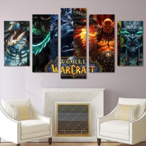 World Warcraft Character - Gaming 5 Panel Canvas Art Wall Decor
