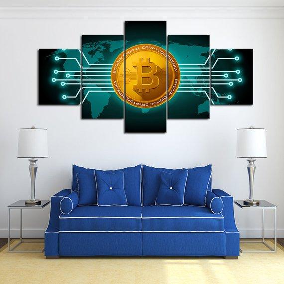 Worldwide Crypto - Abstract 5 Panel Canvas Art Wall Decor Worldwide Crypto - Abstract 5 Panel Canvas Art Wall Decor