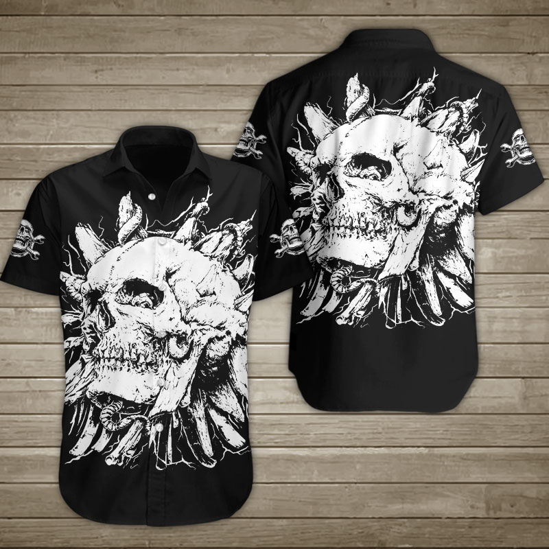 Worm With Skull Hawaiian Shirt Summer Button Up Worm With Skull Hawaiian Shirt Summer Button Up