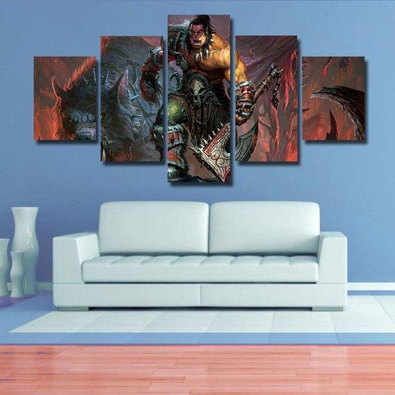 Wow 01 - Gaming 5 Panel Canvas Art Wall Decor Wow 01 - Gaming 5 Panel Canvas Art Wall Decor