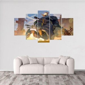 Wrecking Ball Overwatch - Gaming 5 Panel Canvas Art Wall Decor