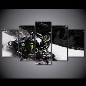 X Games Snowmobile Race - Automative 5 Panel Canvas Art Wall Decor
