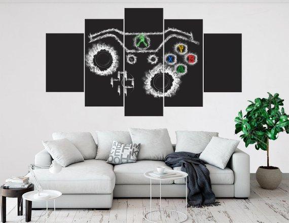 Xbox Controller - Abstract 5 Panel Canvas Art Wall Decor Xbox Controller - Abstract 5 Panel Canvas Art Wall Decor