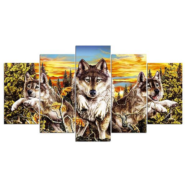 Xsunset Animal Wolf Wolves - Animal 5 Panel Canvas Art Wall Decor Xsunset Animal Wolf Wolves - Animal 5 Panel Canvas Art Wall Decor