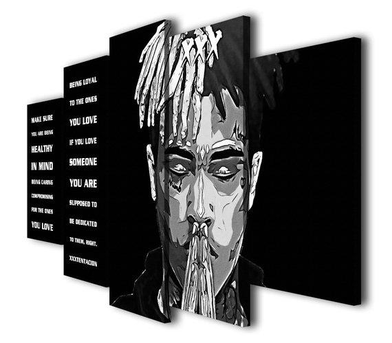 Xxxtentacion Last Powerful Message - Abstract 5 Panel Canvas Art Wall Decor Xxxtentacion Last Powerful Message - Abstract 5 Panel Canvas Art Wall Decor
