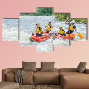 Yappy Family Of Four River Rafting - Sport 5 Panel Canvas Art Wall Decor