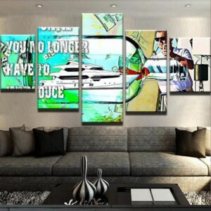 Yatch In A Bottle - Wine 5 Panel Canvas Art Wall Decor