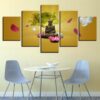 Yellow Buddha - Religion 5 Panel Canvas Art Wall Decor