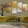 Yellow Flower Floral 1 - Nature 5 Panel Canvas Art Wall Decor